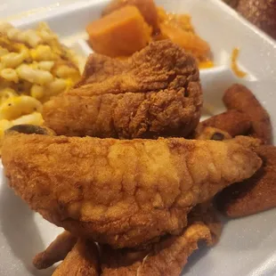 Whiting, Mac, yams &amp; Hush puppies