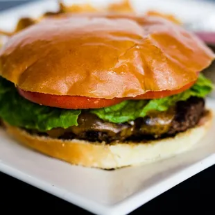 a hamburger and fries