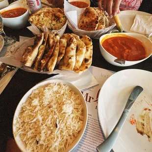 Butter Chicken, Rice, Garlic Naan