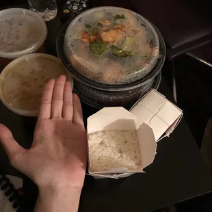 I ordered for delivery. This is weird, the amount of rice they give for each dish. And they don't provide cutlery or tissues for the food.