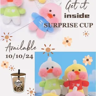 Buy 2 drinks, get a surprise cup deal. Random cup.  Starting on 10/10/24 .While supplies last.