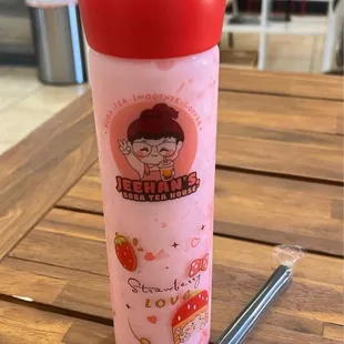 Strawberry smoothie with strawberry drizzle
