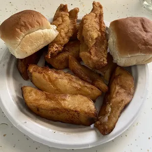 Chicken tenders and potato wedges