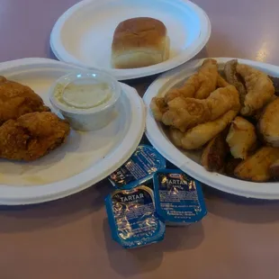 Perch Snack on the right, chicken and coleslaw on the left. All were delicious.