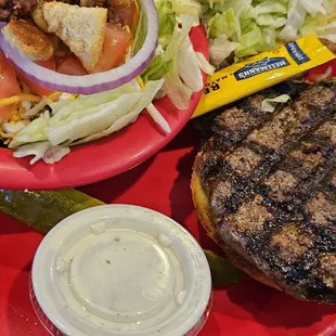 Burger with side salad The Chub Burger