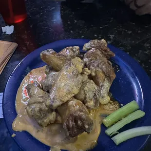 Spicy blue cheese wings