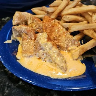 Sauced wings n fries