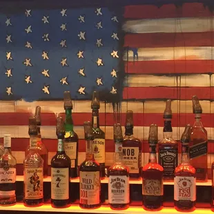 Liquor display w/flag