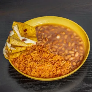 a bowl of beans and rice