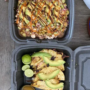 Shrimp ceviche|tacos gobernador