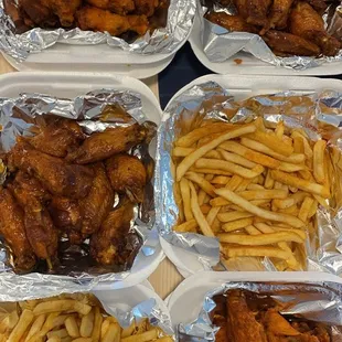 20 buffalo, 20 honey bbq + fries that each set comes with