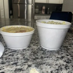 Potato Salad Mac and Cheese. Small vs. large side