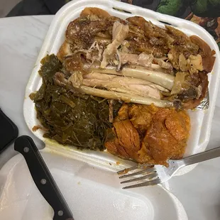 Smoked Turkey Wings, Collard Greens, Yams