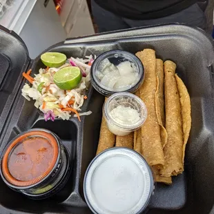 a tray of mexican food