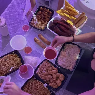 a table full of food