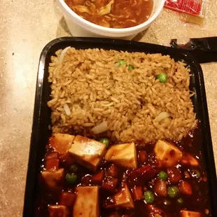 Ma Po Tofu lunch special w/fried rice and hot n sour soup