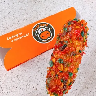 Fruity Pebbles with half Mozzerella and weiner