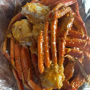 Snow Crab Legs in our Mr. Crab Special Sauce