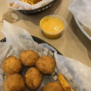 Hush puppies and cajun fries