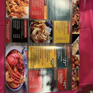 the menu for the restaurant