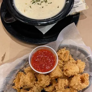 Fried Calamari Clam Chowder