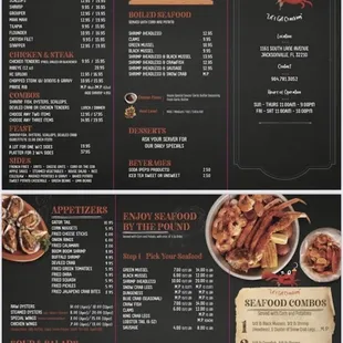 the menu for mr crab