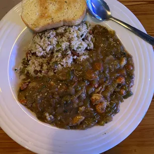 Shrimp and crawfish etouffee with Dirty rice