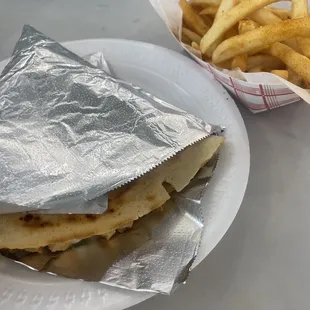 a sandwich and french fries