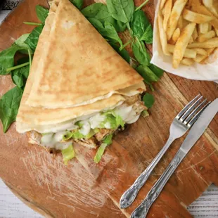 Fresh  Fries with chicken Caesar Crepe