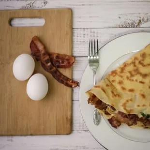 Breakfast  Cheese and bacon  Crepe