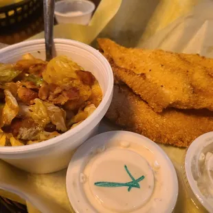 Fried catfish with cabbage