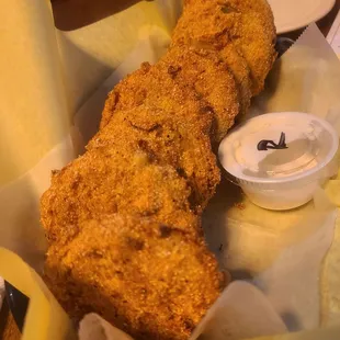 Fried Green Tomatoes with side of ranch.