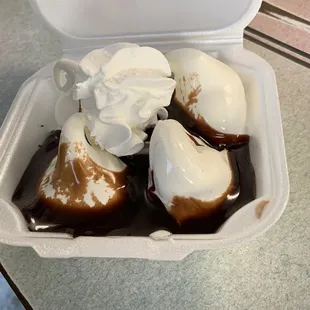 a container of ice cream and chocolate