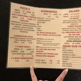 The menu