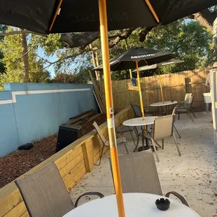 One of outside seating areas