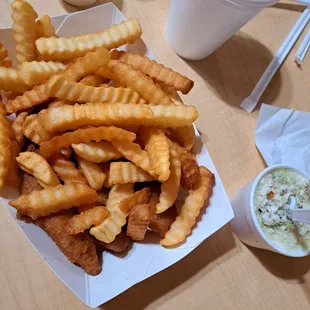 french fries and coleslaw