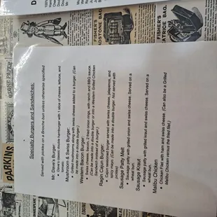 the menu for the restaurant