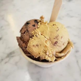 I asked if I could have my scoop split into two flavors--one had Caramel and the other chocolate-- RICH and CREAMY!!!