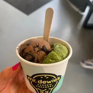 Chocolate cookie and matcha. So good!!