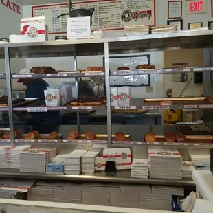 a display of donuts in a bakery