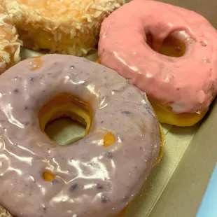 Blueberry and strawberry donuts