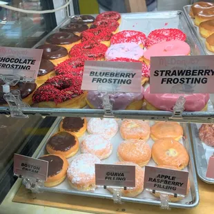 Assorted glazed and jelly filled donuts