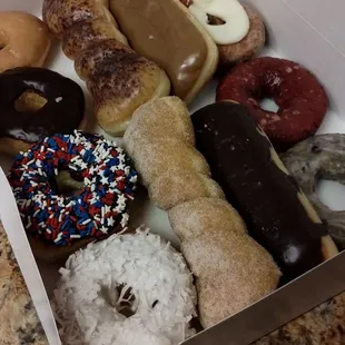 Variety box of donuts