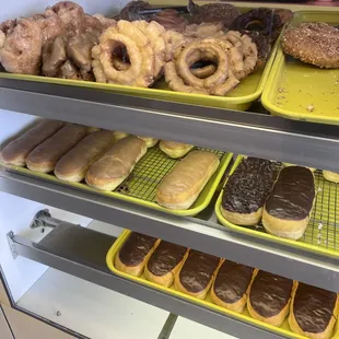 a variety of doughnuts on display