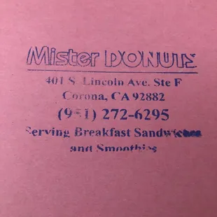 Address and phone number