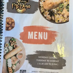 a menu for a restaurant