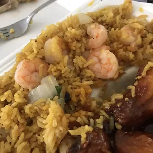 Huge and lots of shrimp in the fried rice. Yum.