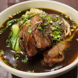 A2. Spicy Beef Tendon w/ noodles ($16) broth was unreal