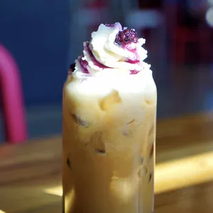 spring special: blueberry cobble latte