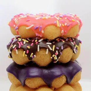 Raspberry mochi, chocolate mochi, Ube mochi, plain mochi